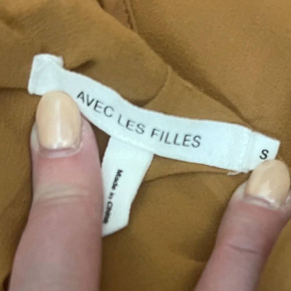 Avec Les Filles Satin Tie Strap Slip Dress Copper Brown Midi Women's Small